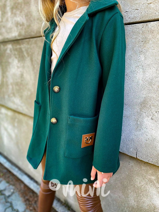 Flaušový kabát smaragd