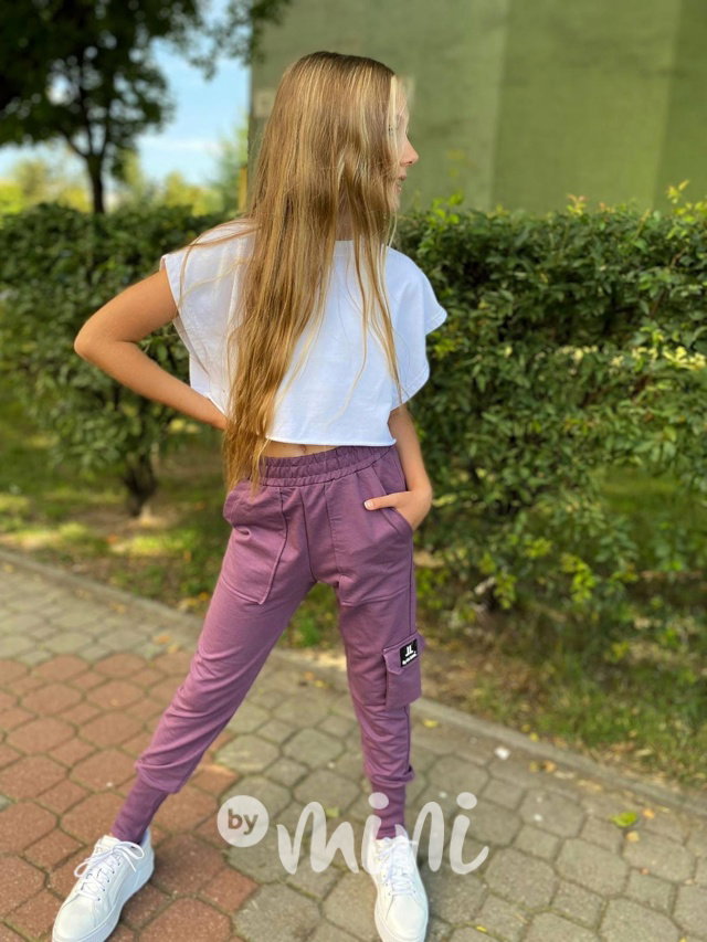 Cargo kalhoty s vysokým nápletem purple