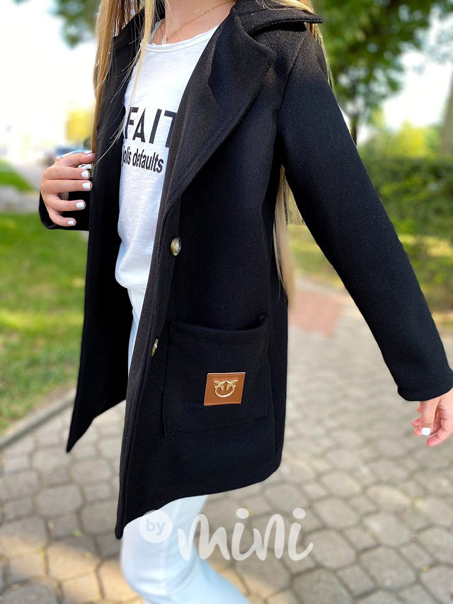 Flaušový kabát černý