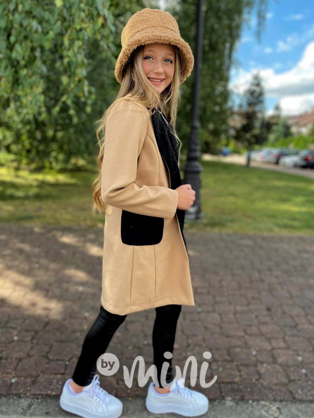 College flauš kabát beige/black