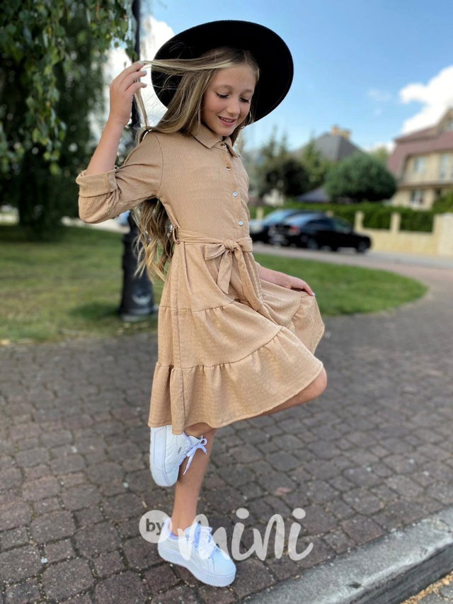 Košilové vintage šaty beige