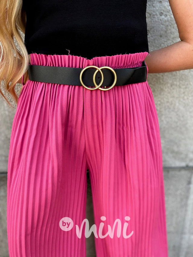 Plisované kalhoty s páskem pink