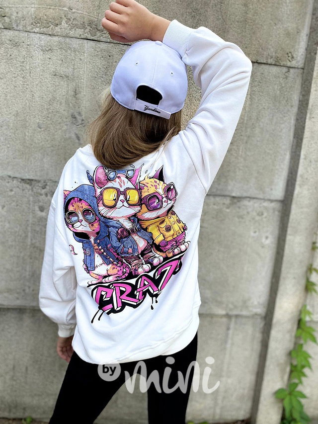 Crazy cats mikina white