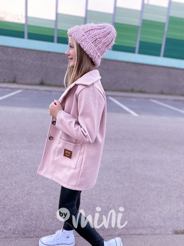 Flaušový kabát pink