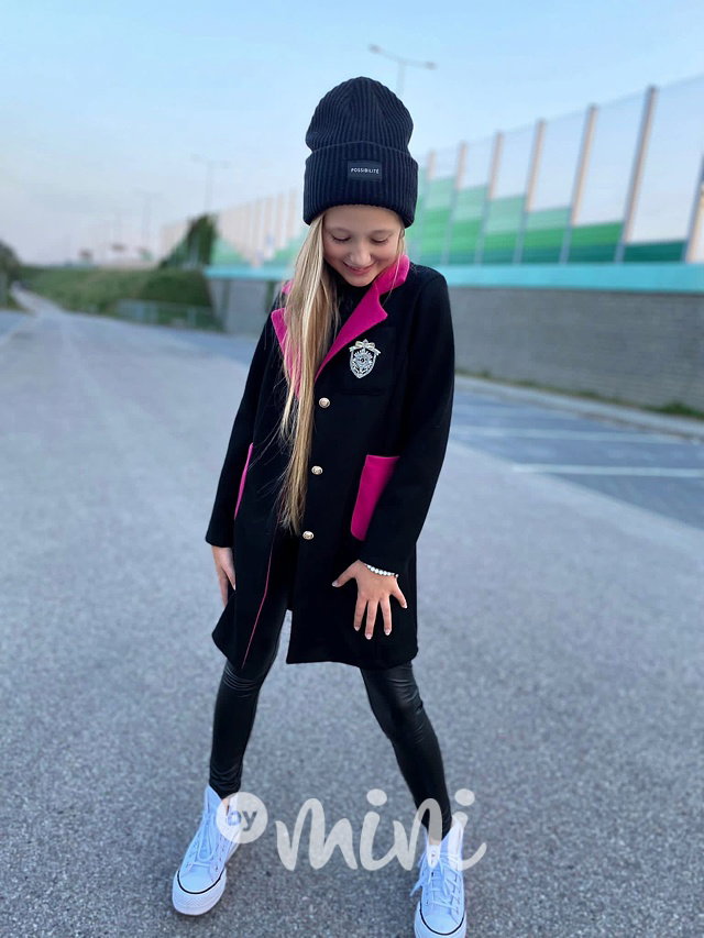 College flauš kabát black/pink