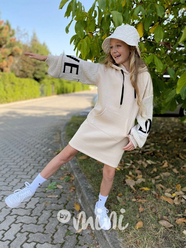 LOVE teplá hoodie mikina cream