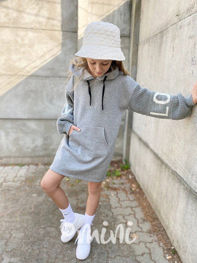 LOVE teplá hoodie mikina šedá