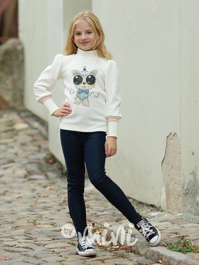 Bavlněné jeans jegginy s mašličkou