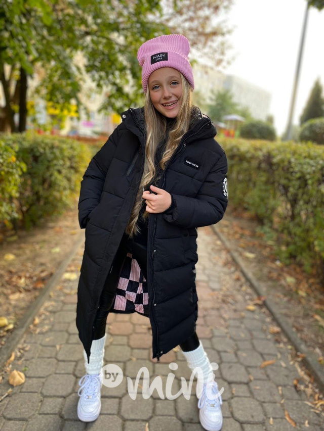 Ultra dlouhý zimní kabát černý