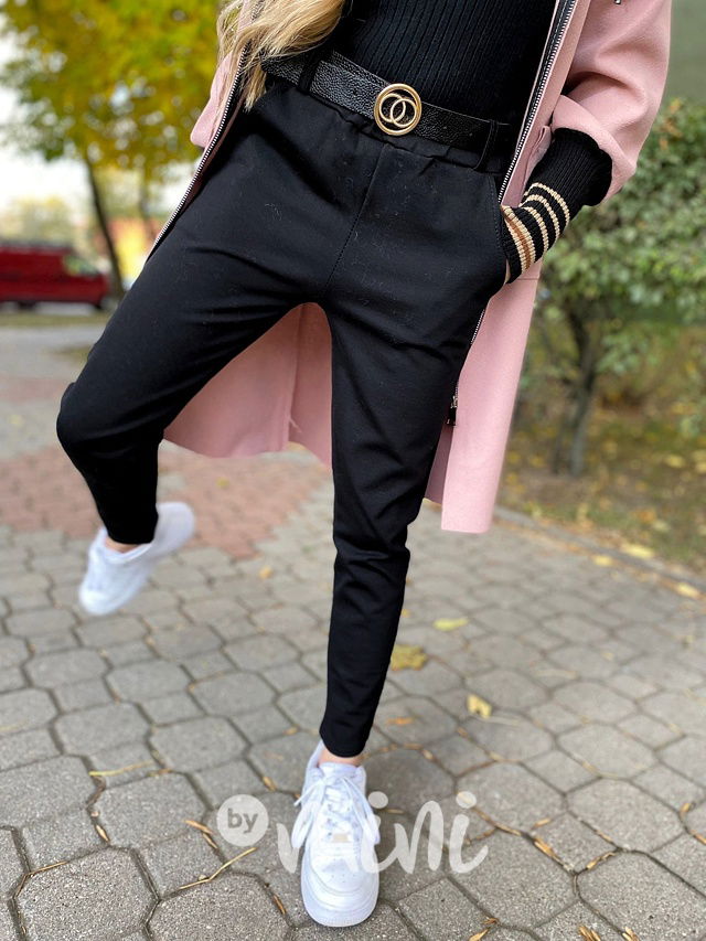 Stretch kalhoty s páskem černé