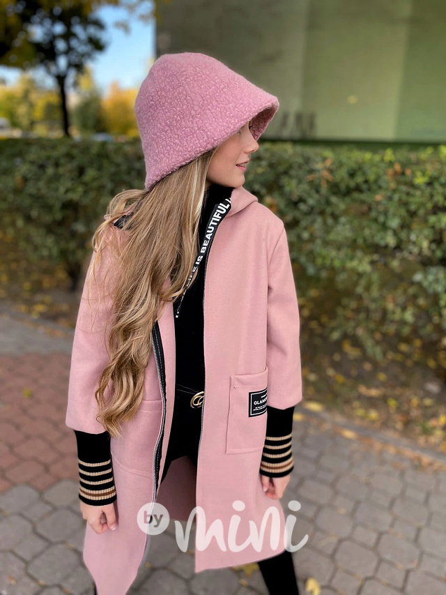 Fashion flauš kabátek s náplety pink