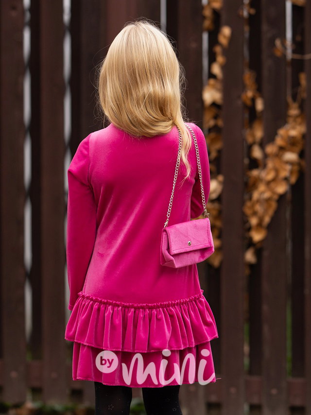 Soft velurové šaty s kabelkou pink