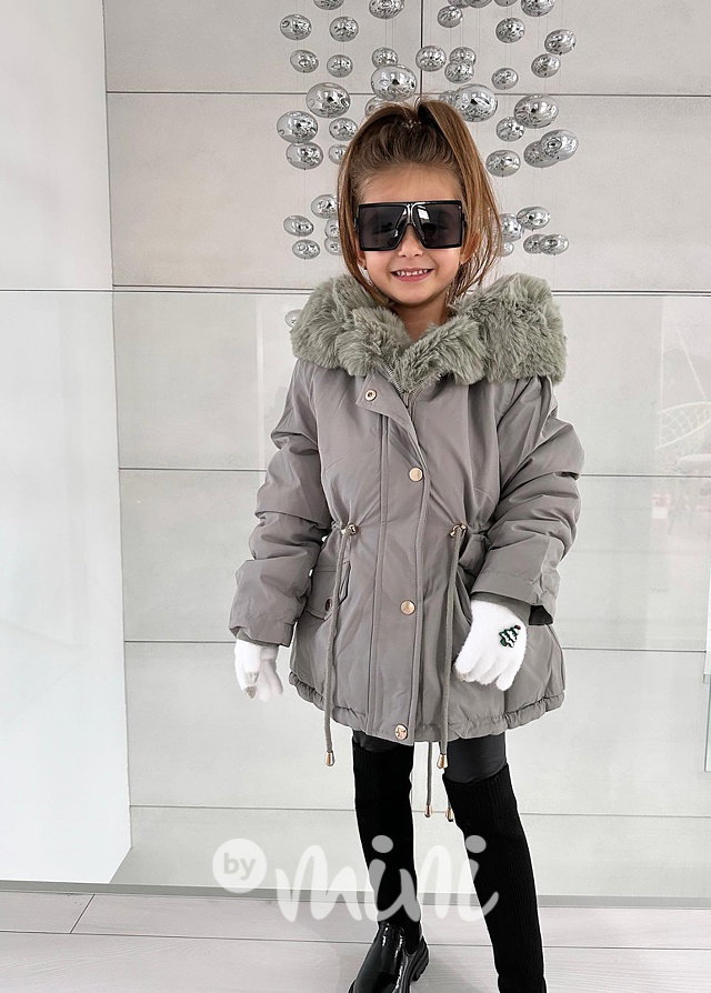 Zimní kožíšková parka olive grey