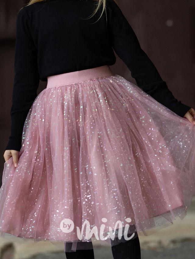Tylová midi sukně pink shine