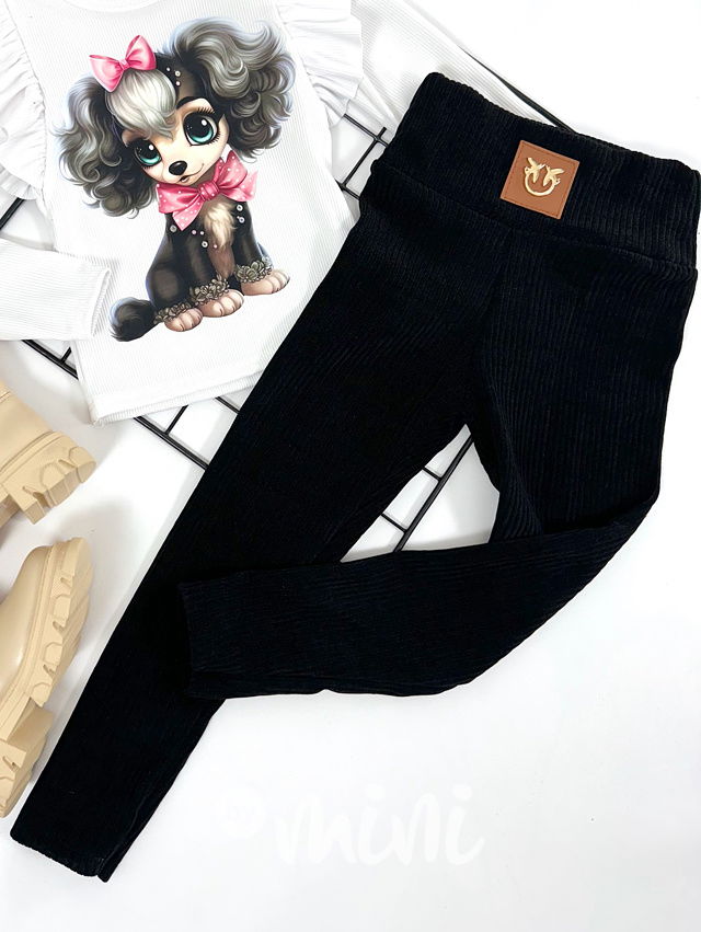 Žebrované teplé jegginy černé