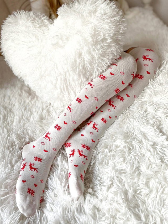 Vánoční nadkolenky bílé