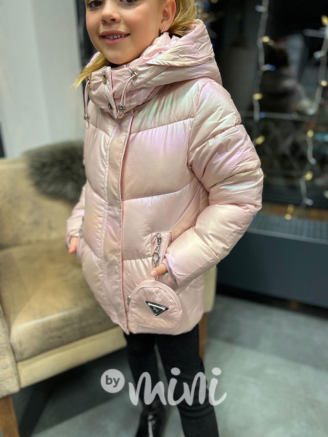 Zimní ombre metalická bunda pink