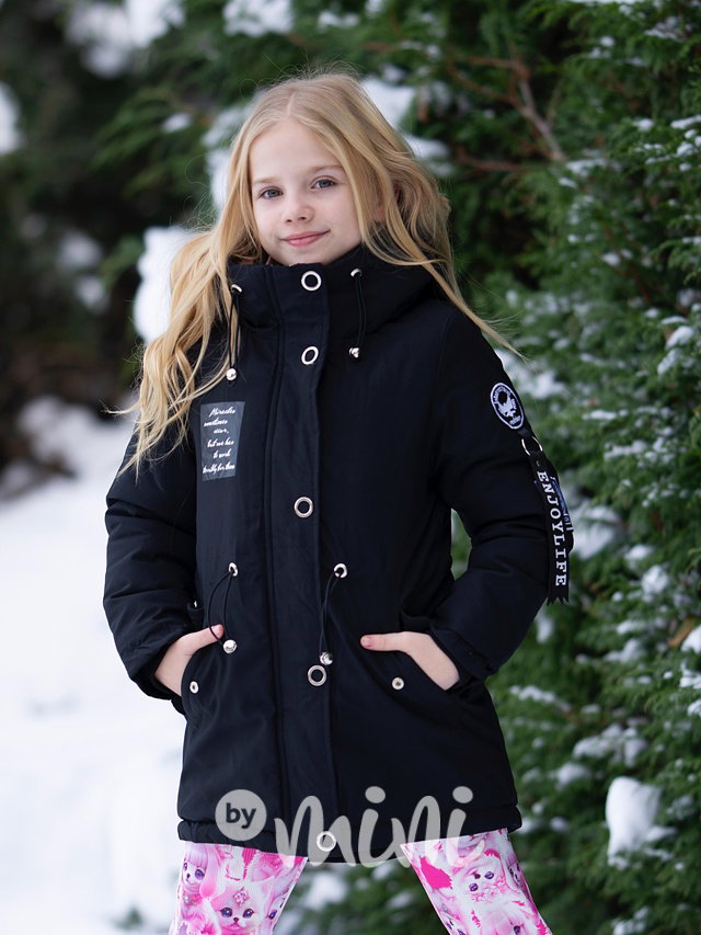 Sporty parka s kožíškem uvnitř black/pink