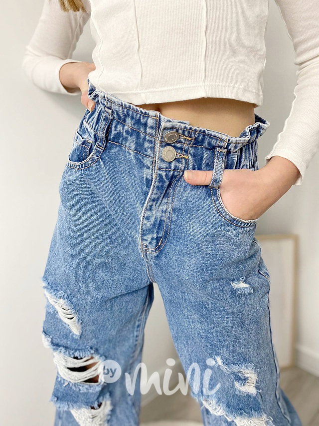 Fashion ripped maxi jeans švédy