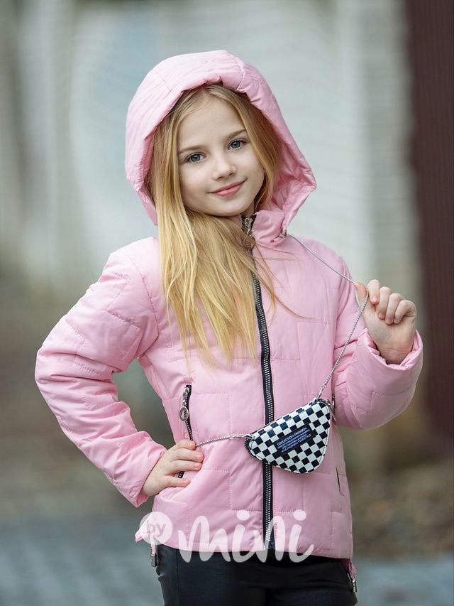 Jarní pink bunda s kabelkou