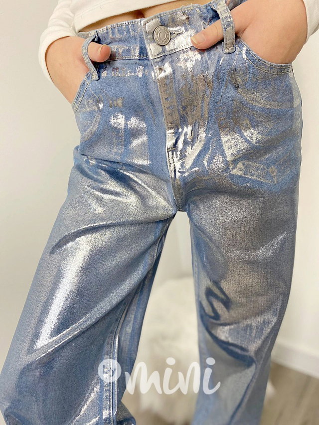 Metallic blue jeans