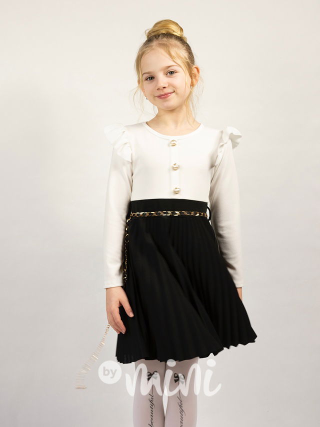 Šaty s plisovanou sukní + pásek black/white