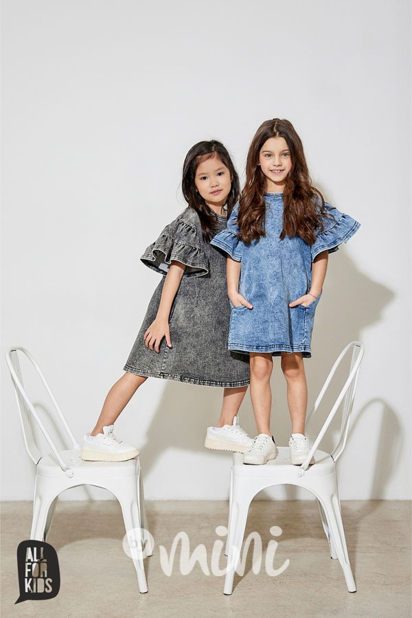 All for kids denim šaty ice black