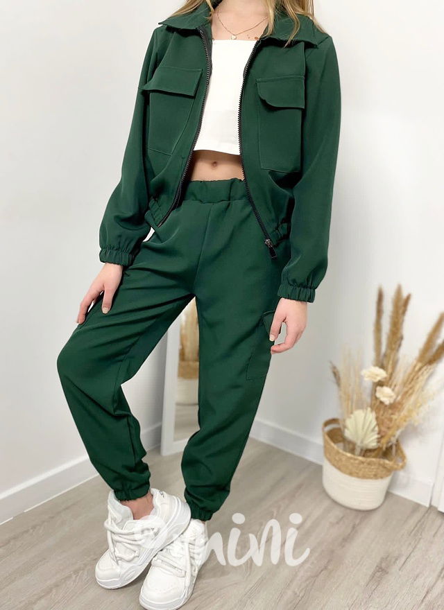 Cargo mikina + kapsáče smaragd