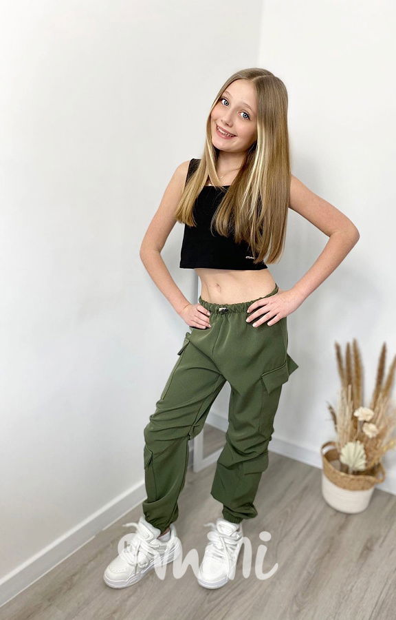 Jarní sporty cargo kapsáče khaki