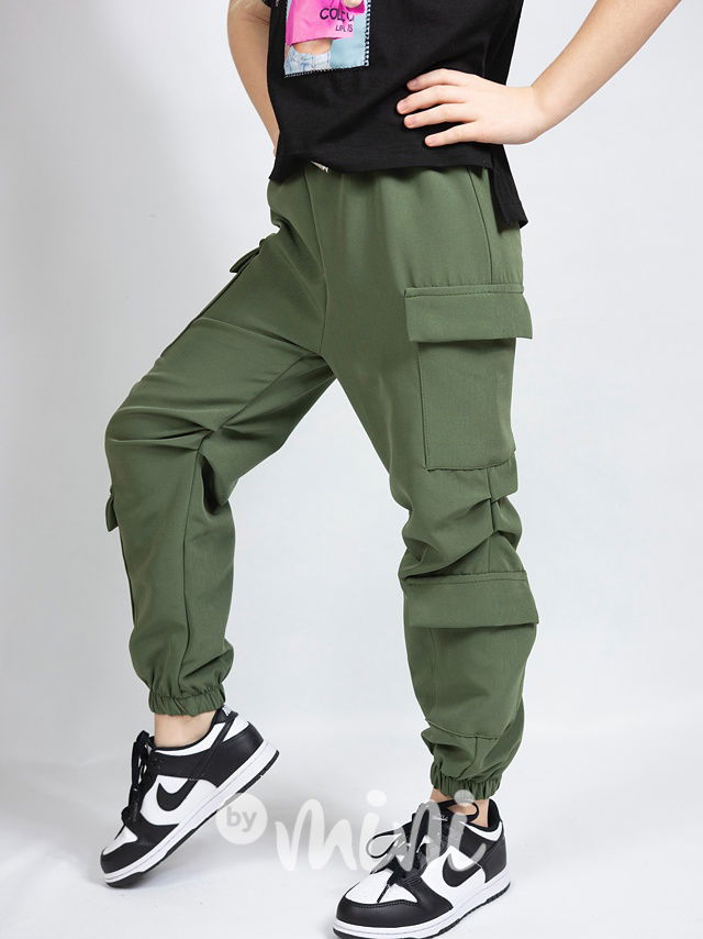 Jarní sporty cargo kapsáče khaki