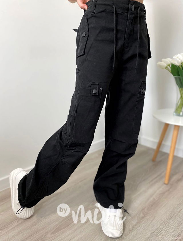 Maxi fashion švédy se šňůrkami černé