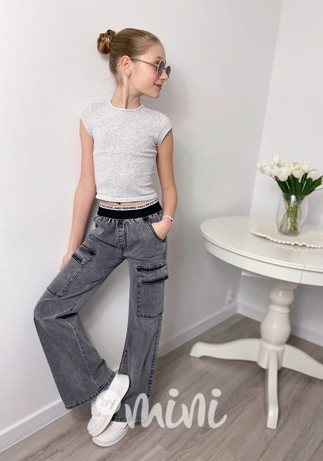 Fashion dark denim švédy se stretch pasem