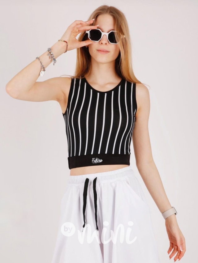 Pruhovaný crop top FUTURE black