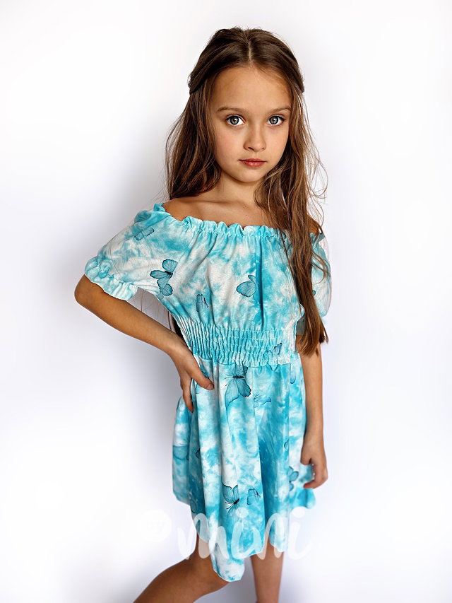 Motýlkové boho šaty s kabelkou mint
