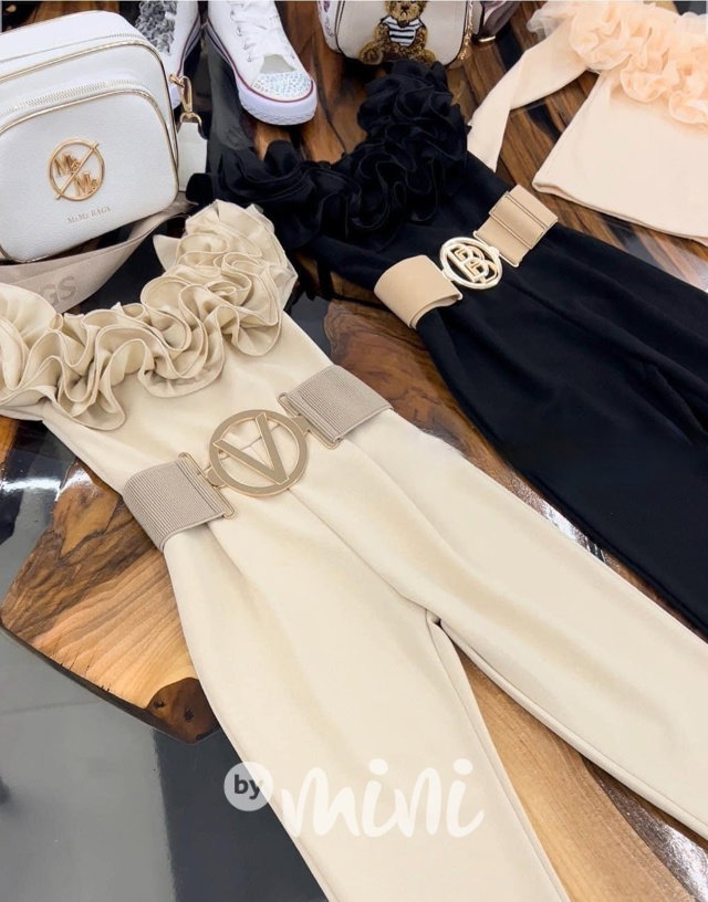 Maxi frill elegant overal béžový