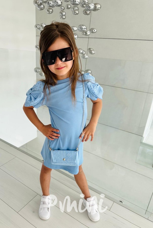 Mašličkové šaty s kabelkou baby blue