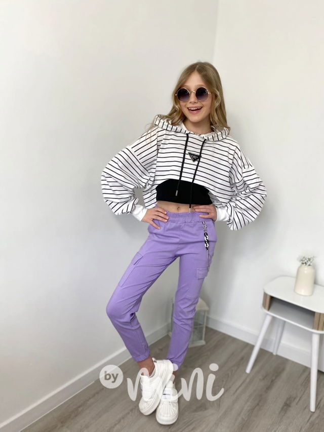 Lila cargo kalhoty s řetízkem