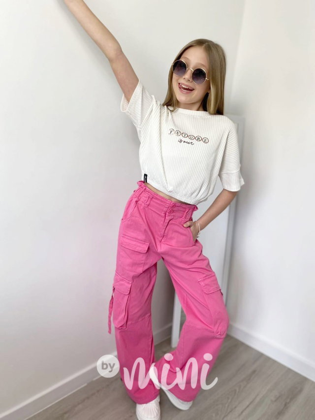 FUTURE žebrovaný oversize crop top white