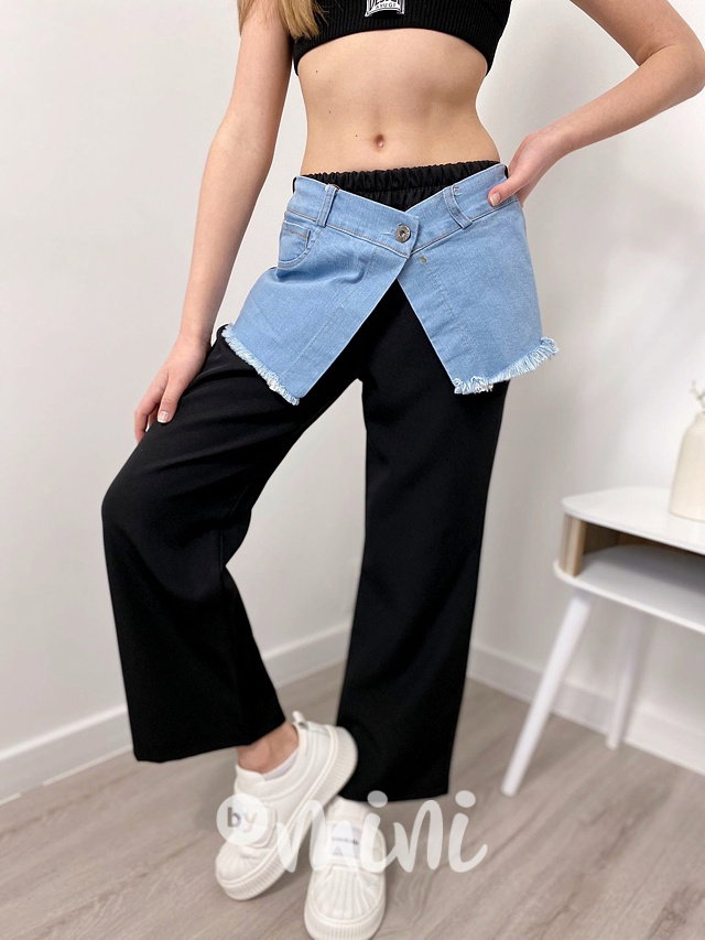 DUO široké kalhoty denim/black