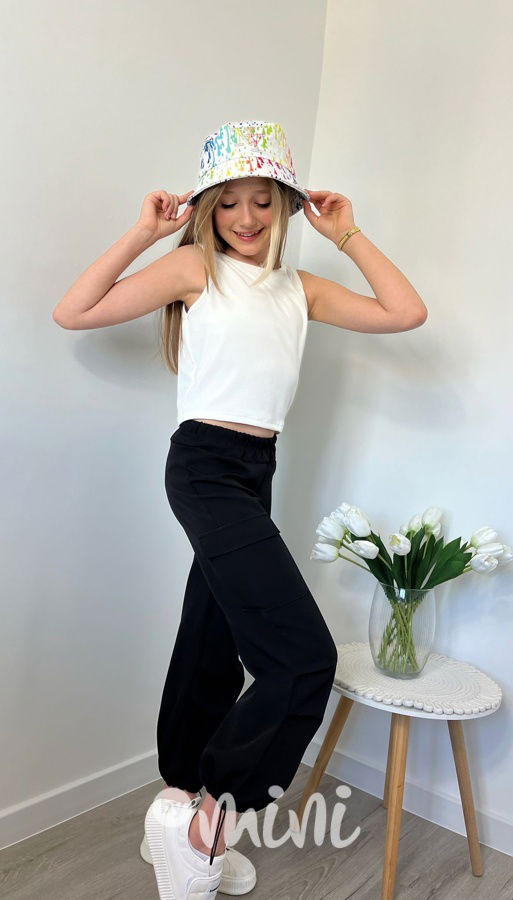 Žebrované crop tílko white