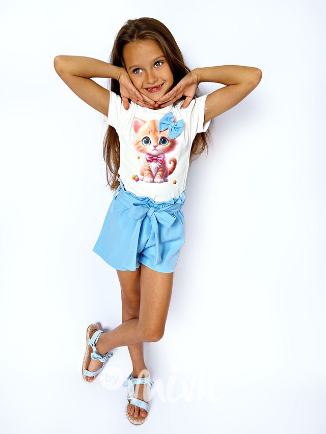 Šortky + triko CAT blue