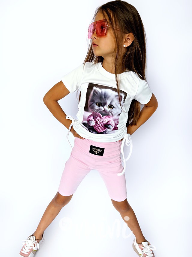Krátké žebrované legíny FASHION sweet pink