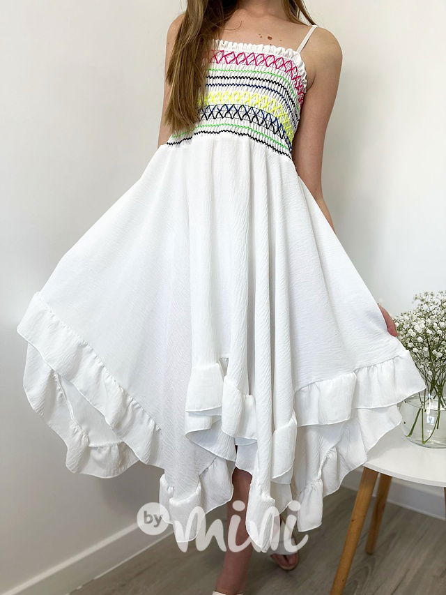 Maxi točivé boho šaty bílé