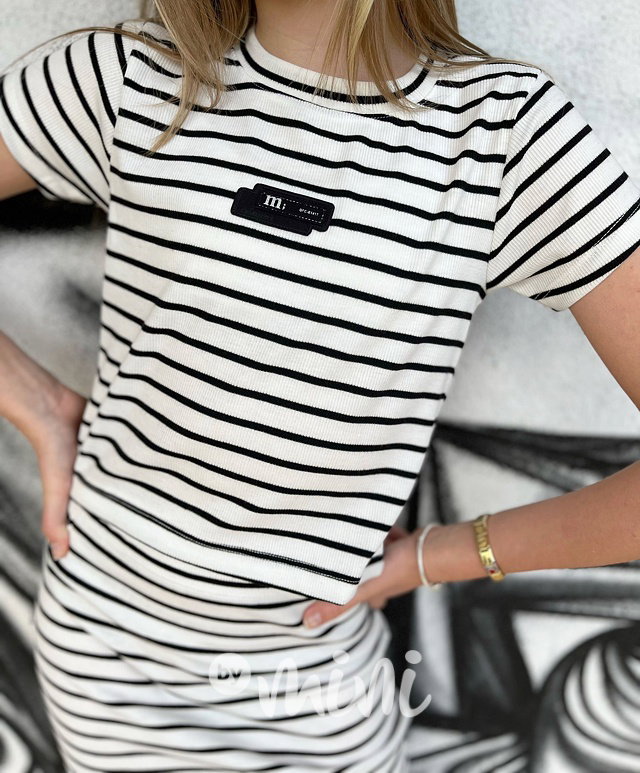 Pruhovaný top + midi sukně white