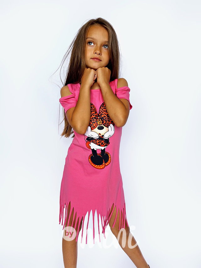 Letní Minnie šaty s třásněmi růžové