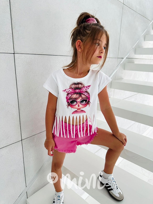 Dark pink top + kraťasy