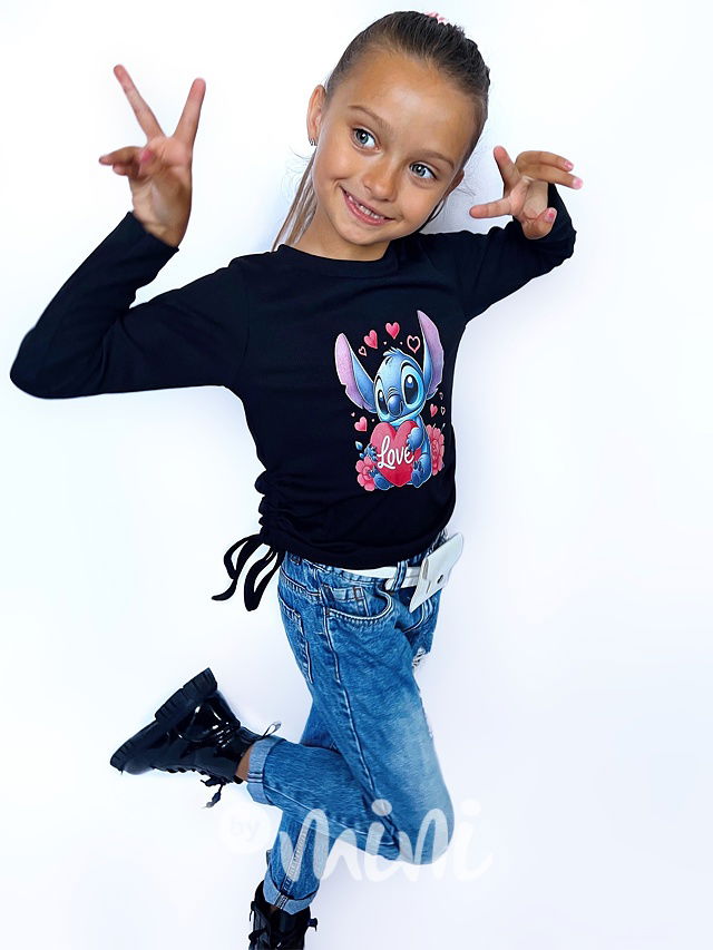 Lilo & Stitch longsleeve blůzka na stahování černá
