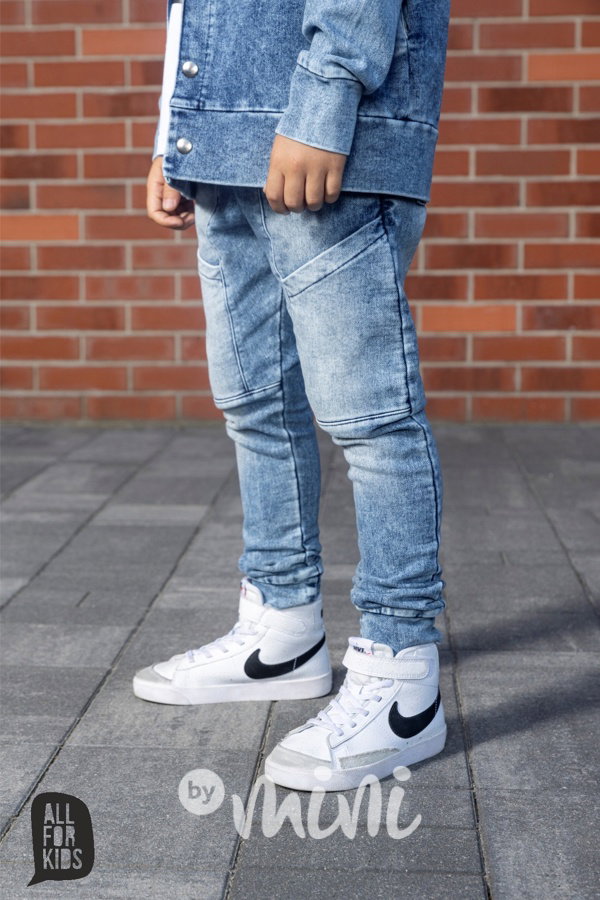 All for kids denim blue cargo džíny