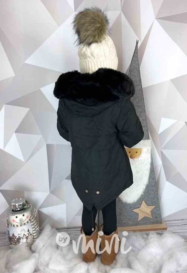 Zimní kožíšková parka černá