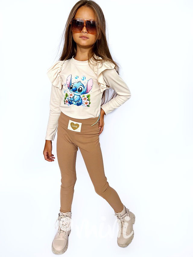 LOVE žebrované legíny beige